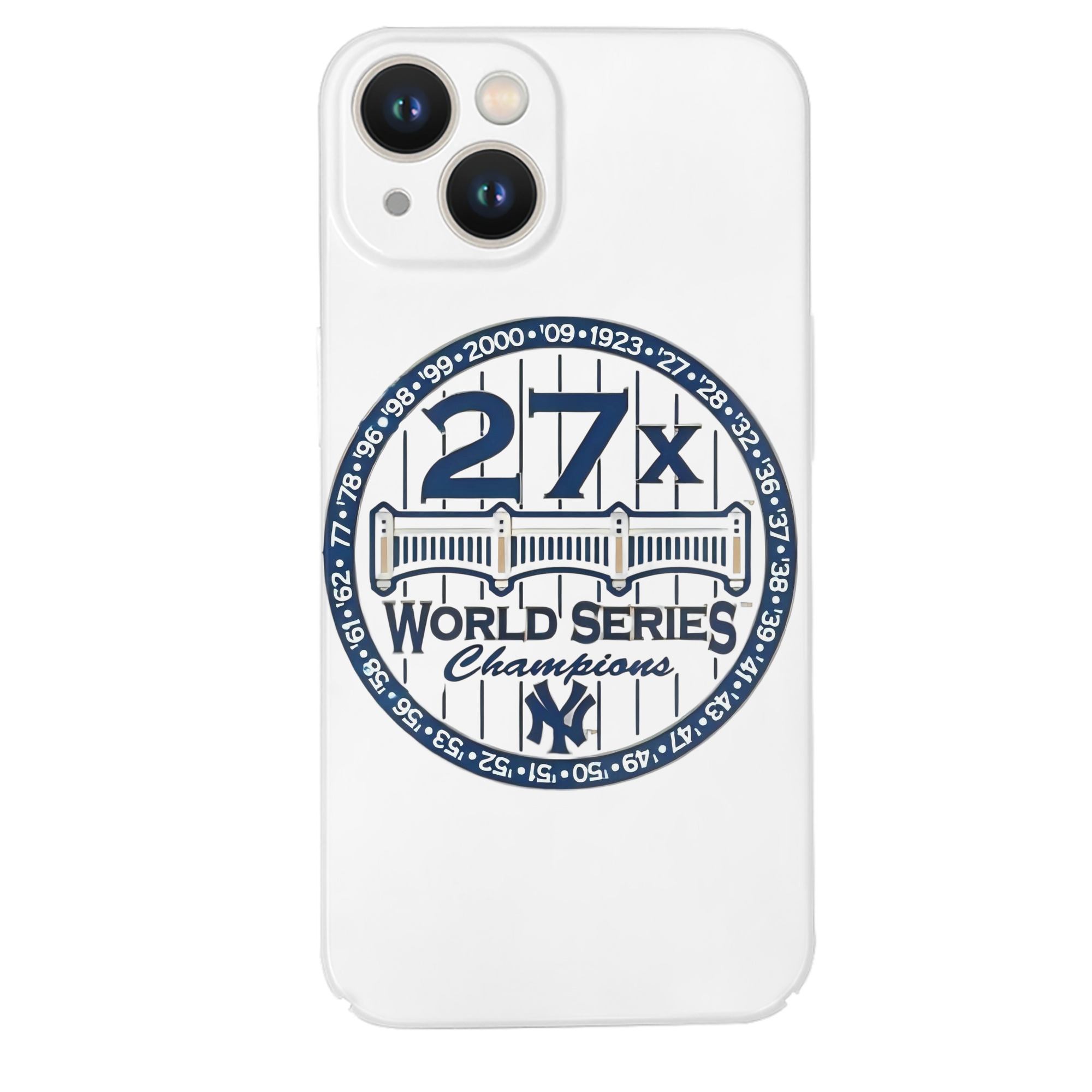 New York Yankees 27X WS Champions IPhone 14 Series Full-Cover Hard Case – Shockproof With Raised Camera Protection – Precise Cutouts, Wireless Charging Compatible – Durable, Anti-Yellowing, Easy To Clean